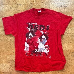 Cincinnati Reds Sean Casey Vintage Oversized Graphic Red T-Shirt